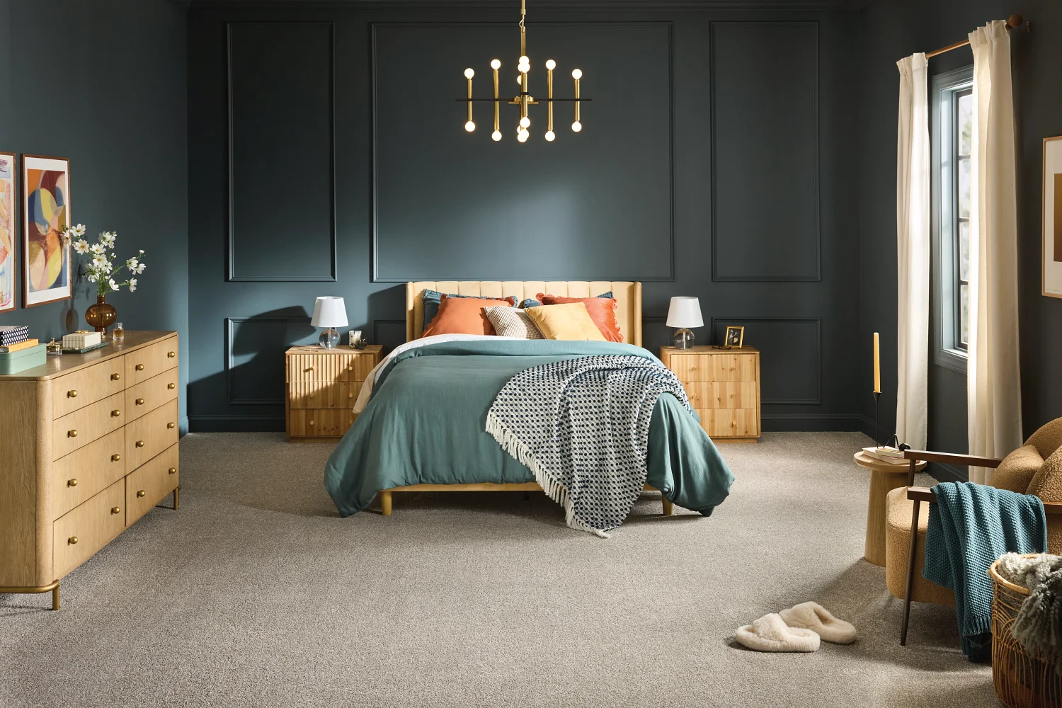 Shaw carpet in a furnished bedroom